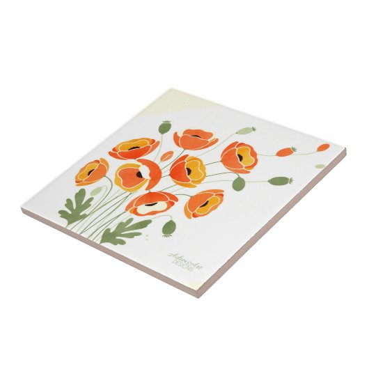 Modern Watercolor Poppies Fliese (Seite)