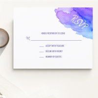 Modern Watercolor Purple Blue RSVP Insert Cards