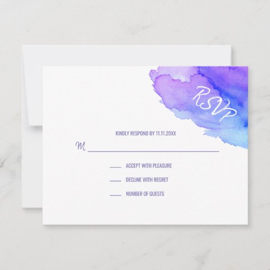 Modern Watercolor Purple Blue RSVP Insert Cards (Vorderseite)