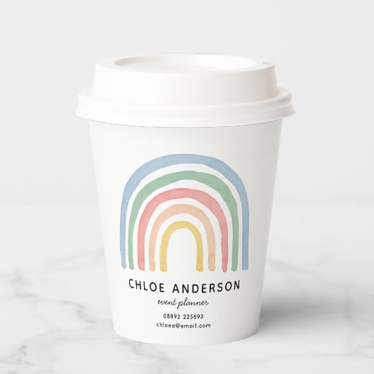 Modern watercolor rainbow cute colorful pappbecher (Vorderseite)