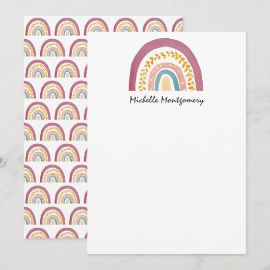 Modern Watercolor Rainbow Stationer Note Card Dankeskarte (Vorne/Hinten)