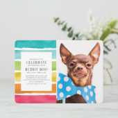 Modern Watercolor Rainbow Stripes Memorial Einladung (Stehend Vorderseite)