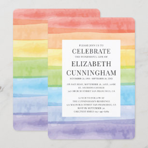 Modern Watercolor Rainbow Stripes Memorial Einladung