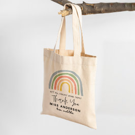 Modern watercolor rainbow teacher thank you gift tragetasche