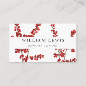 Modern Watercolor Red Berries Minimalistisch Einfa Visitenkarte (Vorderseite)