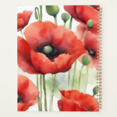 Modern Watercolor Red Poppies Planer (Rückseite)
