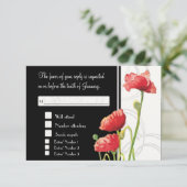 Modern Watercolor Red Poppy Poppies Wirbel Black RSVP Karte (Stehend Vorderseite)