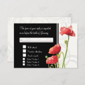 Modern Watercolor Red Poppy Poppies Wirbel Black RSVP Karte (Vorne/Hinten)