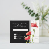Modern Watercolor Red Poppy Poppies Wirbel Black RSVP Karte (Stehend Vorderseite)
