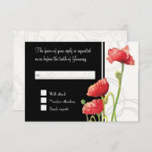 Modern Watercolor Red Poppy Poppies Wirbel Black RSVP Karte (Vorne/Hinten)