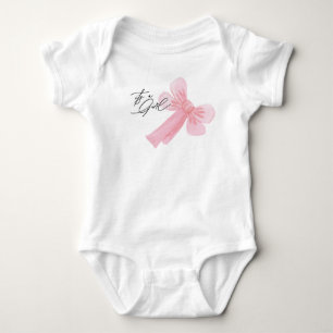 Modern Watercolor Rosa 'Es ist ein Mädchen' Baby Strampler