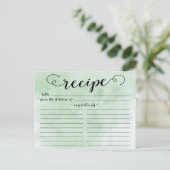 Modern Watercolor Script Brautparty Rezept Card Postkarte (Stehend Vorderseite)