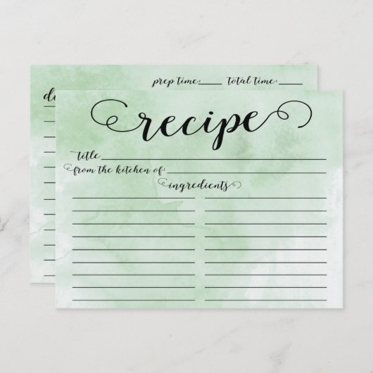 Modern Watercolor Script Brautparty Rezept Card Postkarte (Vorne/Hinten)