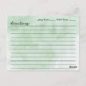 Modern Watercolor Script Brautparty Rezept Card Postkarte (Rückseite)