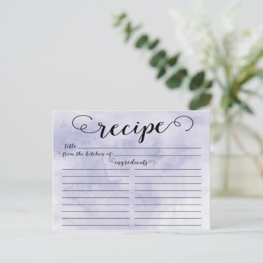 Modern Watercolor Script Brautparty Rezept Card Postkarte (Stehend Vorderseite)