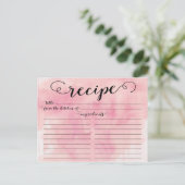 Modern Watercolor Script Brautparty Rezept Card Postkarte (Stehend Vorderseite)