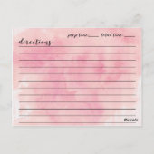 Modern Watercolor Script Brautparty Rezept Card Postkarte (Rückseite)