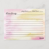 Modern Watercolor Script Brautparty Rezept Card Postkarte (Rückseite)