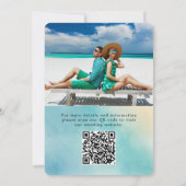 Modern Watercolor Script Ocean Beach QR Code Save The Date (Rückseite)