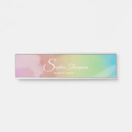 Modern Watercolor Script Rainbow Pastel Name Plate Türschild
