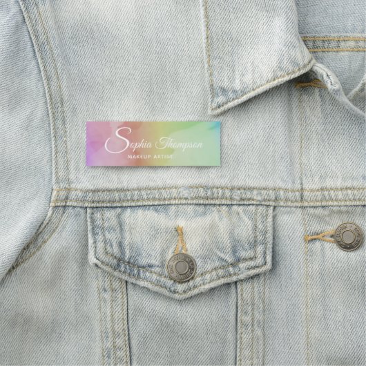 Modern Watercolor Script Rainbow Pastell Namensschild (Beispiel)