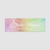 Modern Watercolor Script Rainbow Pastell Namensschild (Vorderseite)