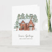 Modern Watercolor Skandinavien Pine Tree Weihnacht Karte (Vorderseite)