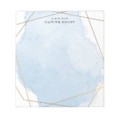 Modern Watercolor Splash Gold & Blue Personalisier Notizblock (Vorderseite)