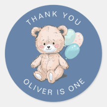 Modern Watercolor Teddy Bear Birthday 