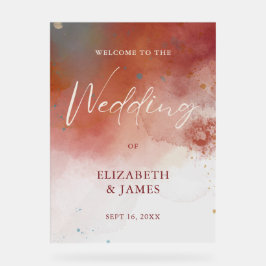 Modern Watercolor Terracotta Boho Wedding Willkomm Acrylschild