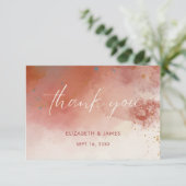 Modern Watercolor Terracotta Desert Boho Wedding Dankeskarte (Stehend Vorderseite)