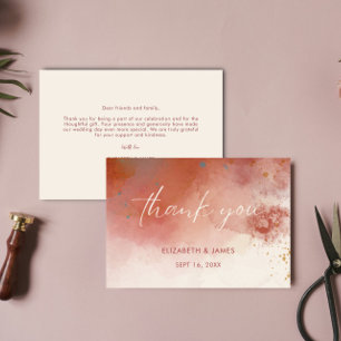 Modern Watercolor Terracotta Desert Boho Wedding Dankeskarte