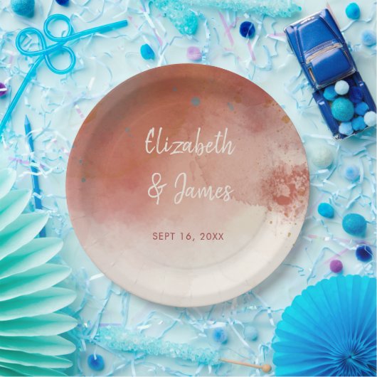 Modern Watercolor Terracotta Desert Boho Wedding Pappteller (Party)