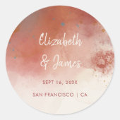 Modern Watercolor Terracotta Desert Boho Wedding Runder Aufkleber (Vorderseite)