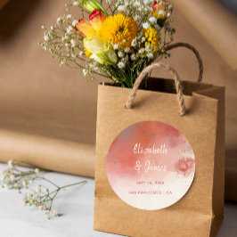 Modern Watercolor Terracotta Desert Boho Wedding Runder Aufkleber