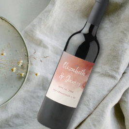 Modern Watercolor Terracotta Desert Boho Wedding Weinetikett