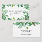 Modern Watercolor, tropisches grünes Blattwerk Visitenkarte (Vorne/Hinten)