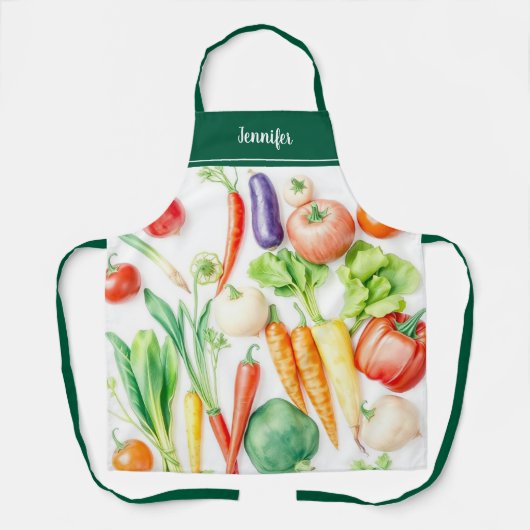 Modern watercolor vegetables pattern personalized schürze (Vorderseite)