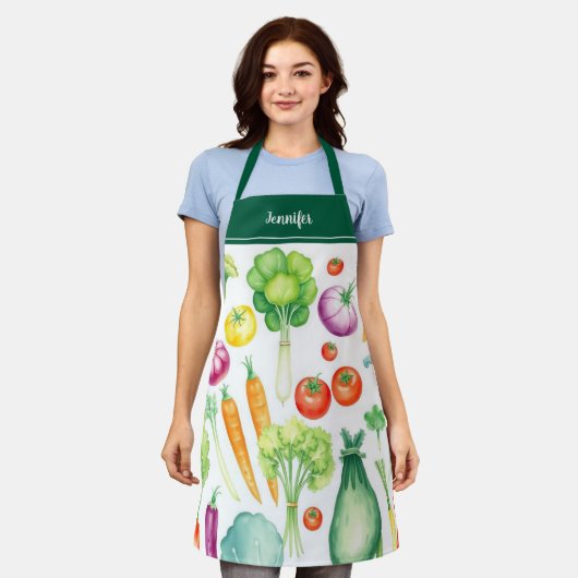 Modern watercolor vegetables pattern personalized schürze (Getragen)