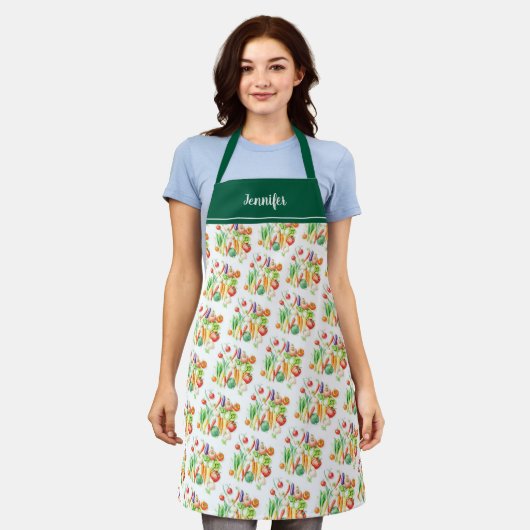 Modern watercolor vegetables pattern personalized schürze (Getragen)