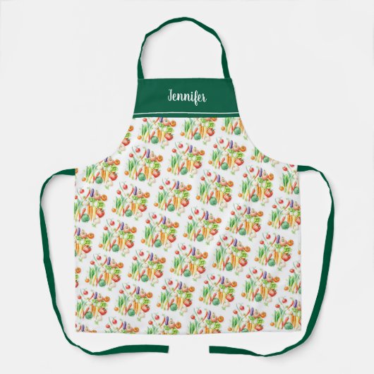 Modern watercolor vegetables pattern personalized schürze (Vorderseite)