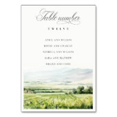 Modern Watercolor Vineyard Landscape Seating Chart Tischnummer (Vorderseite)