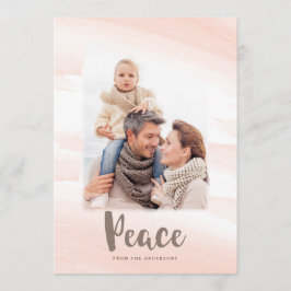 Modern Watercolor Wash PEACE Foto Card | Blüte Feiertagskarte