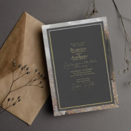 Modern Watercolor Wedding Gold Foil Invitation Einladung
