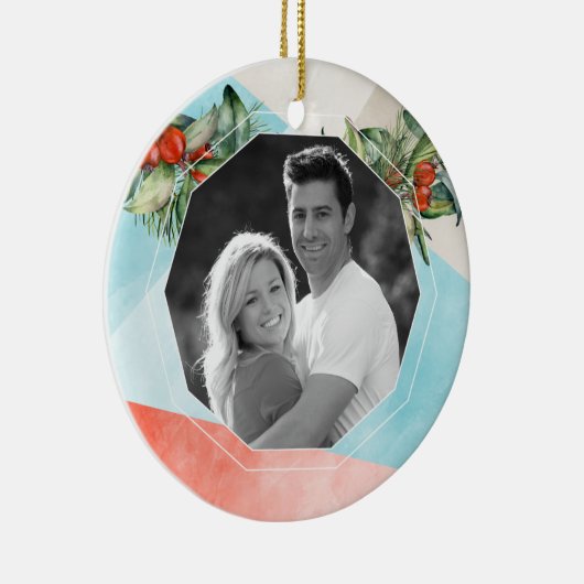 Modern Watercolor Weihnachten Foto Keramik Ornament (Rechts)