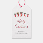 Modern Watercolor Weihnachten Strumpf Urlaub Geschenkanhänger (Vorderseite)