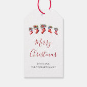 Modern Watercolor Weihnachten Strumpf Urlaub Geschenkanhänger (Rückseite)