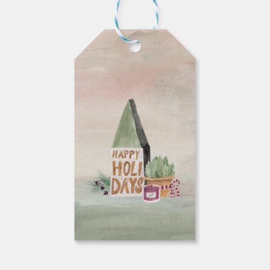 Modern Watercolor Weihnachten Strumpf Urlaub Geschenkanhänger (Rückseite)