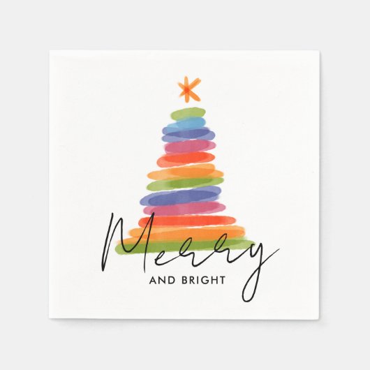 Modern Watercolor Weihnachtsbaum Napkins Serviette (Vorderseite)