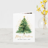 Modern Watercolor Weihnachtsbaumkarte Karte (Gelbe Blume)